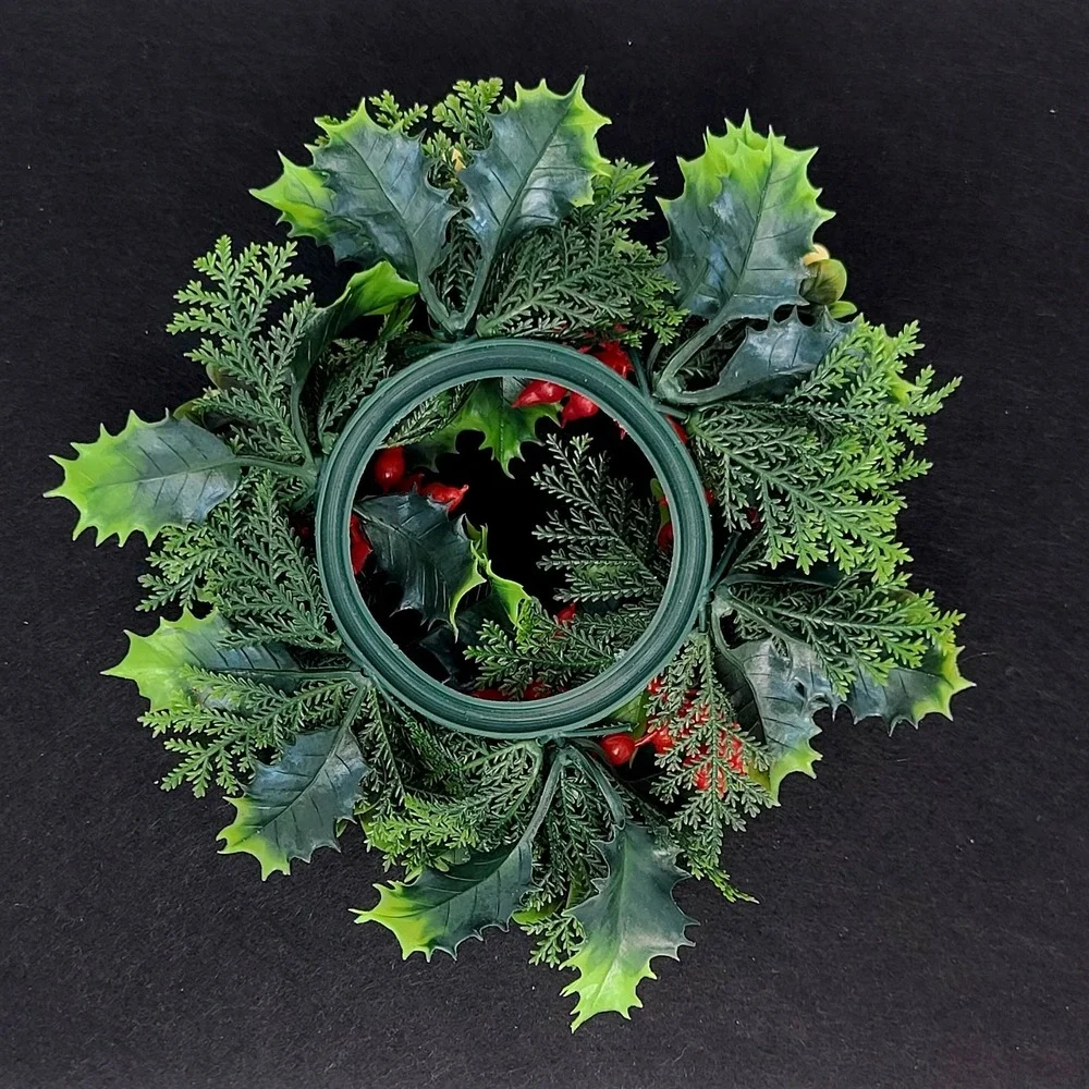 Vintage Christmas Holly Berry‎ Candle Ring 8
